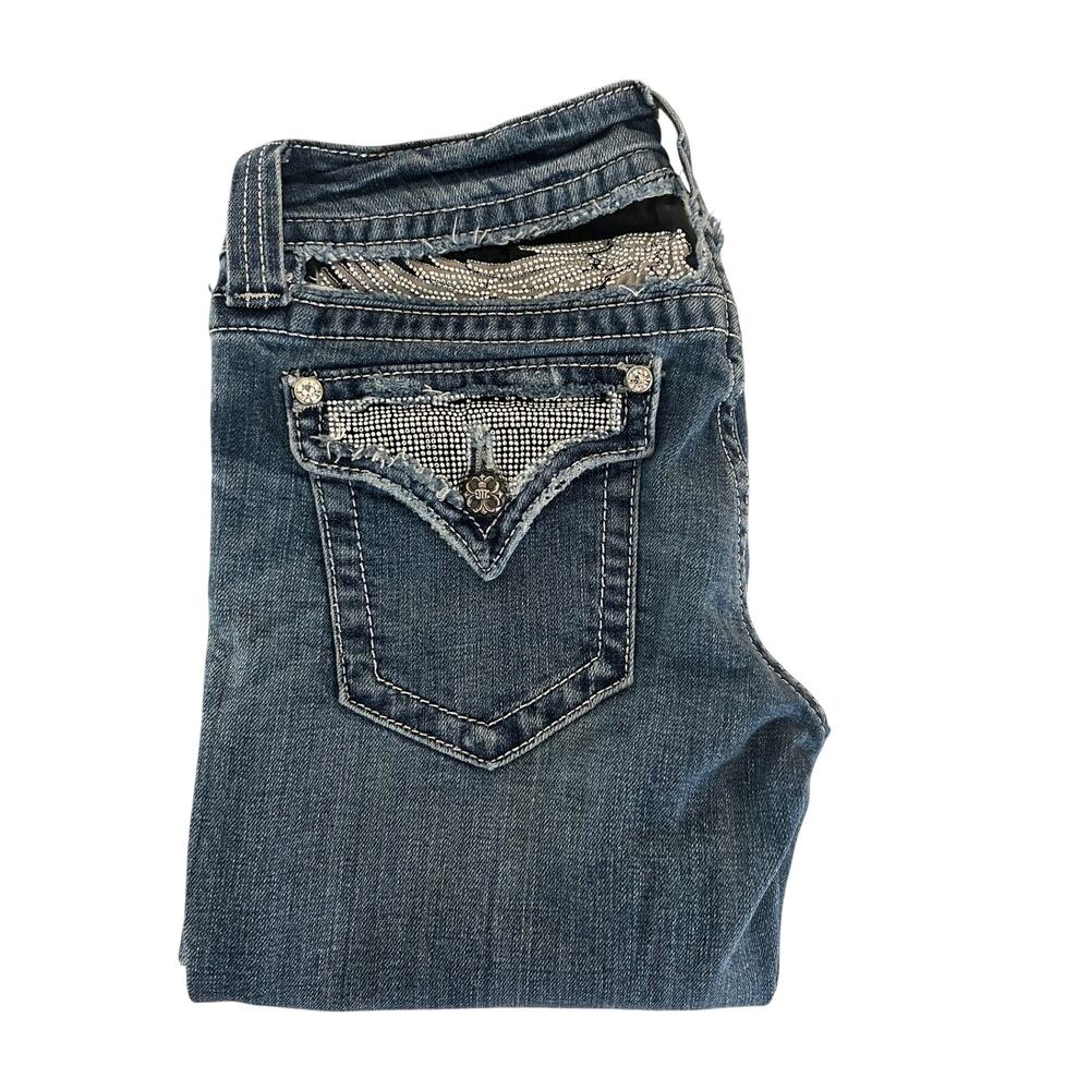 Miss Me Jeans Womens 29 Bootcut Rhinestone Wing Pocket Y2K Western Cowgirl Denim - Picture 7 of 15